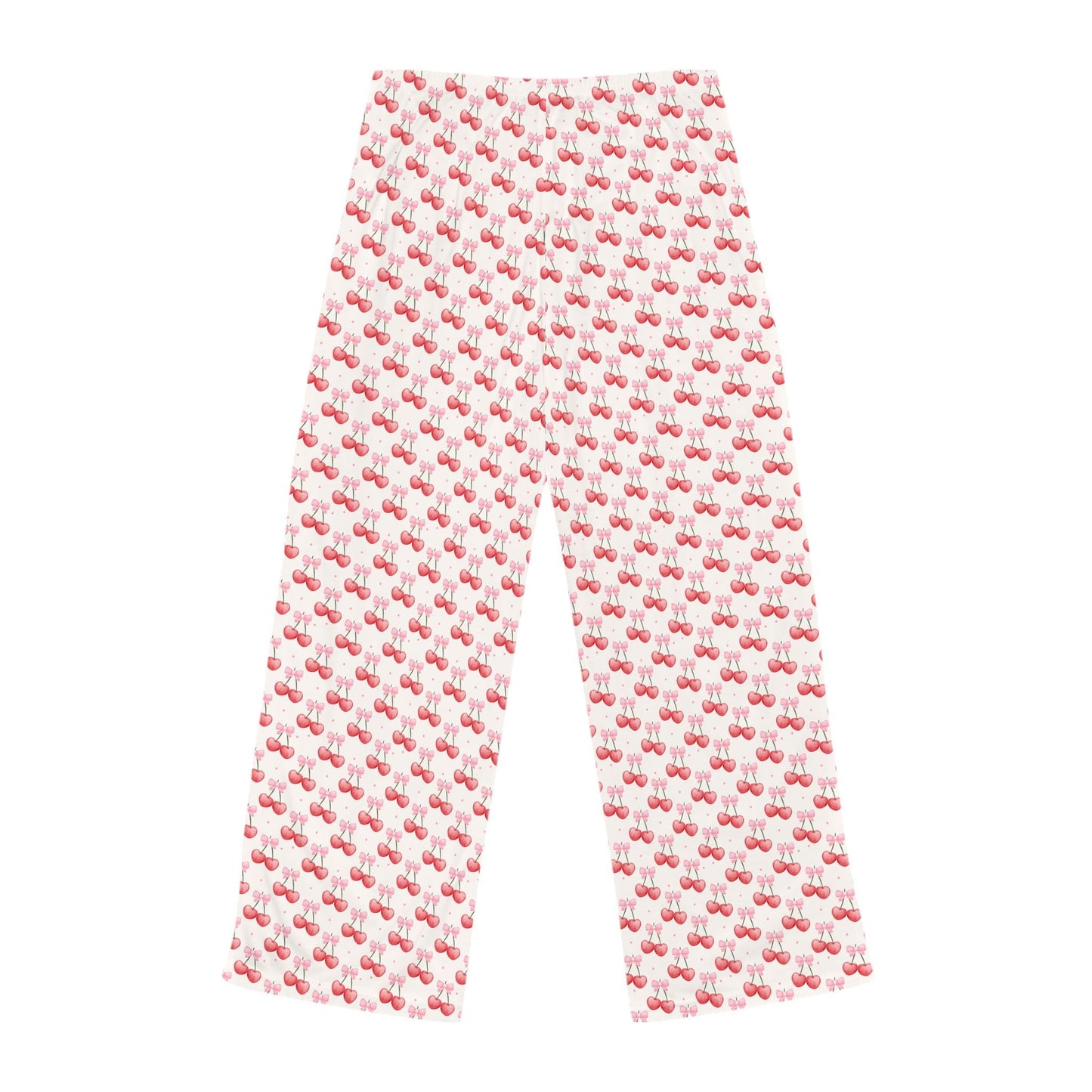 Cherry Bow Women's Pajama Pants, Cozy Sleepwear, Lounge Pants, Cute PJ Bottoms, Cherry Pattern, Comfy Nightwear
