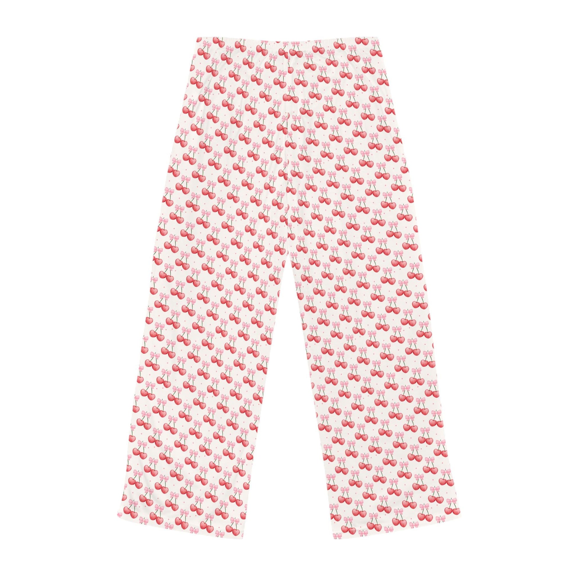 Cherry Bow Women's Pajama Pants, Cozy Sleepwear, Lounge Pants, Cute PJ Bottoms, Cherry Pattern, Comfy Nightwear