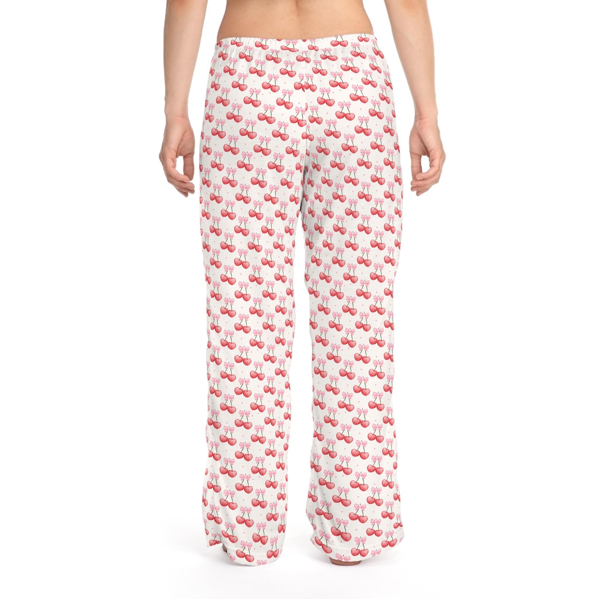 Cherry Bow Women's Pajama Pants, Cozy Sleepwear, Lounge Pants, Cute PJ Bottoms, Cherry Pattern, Comfy Nightwear