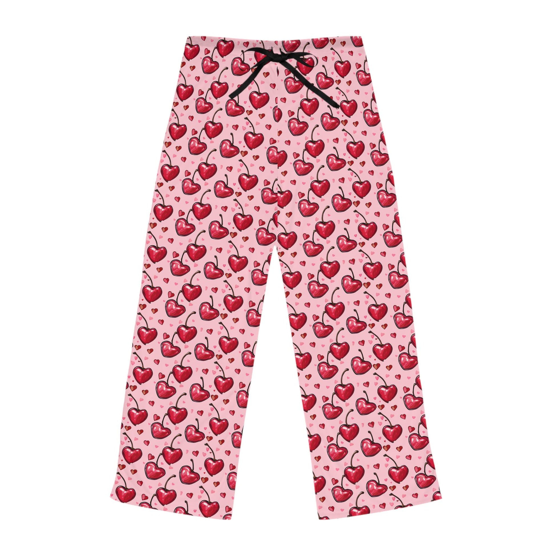 Cherry Heart Women's Pajama Pants, Comfy Lounge Wear for Everyday or Gifting on Valentine's Day, Birthdays, Anniversaries, Cute Sleepwear