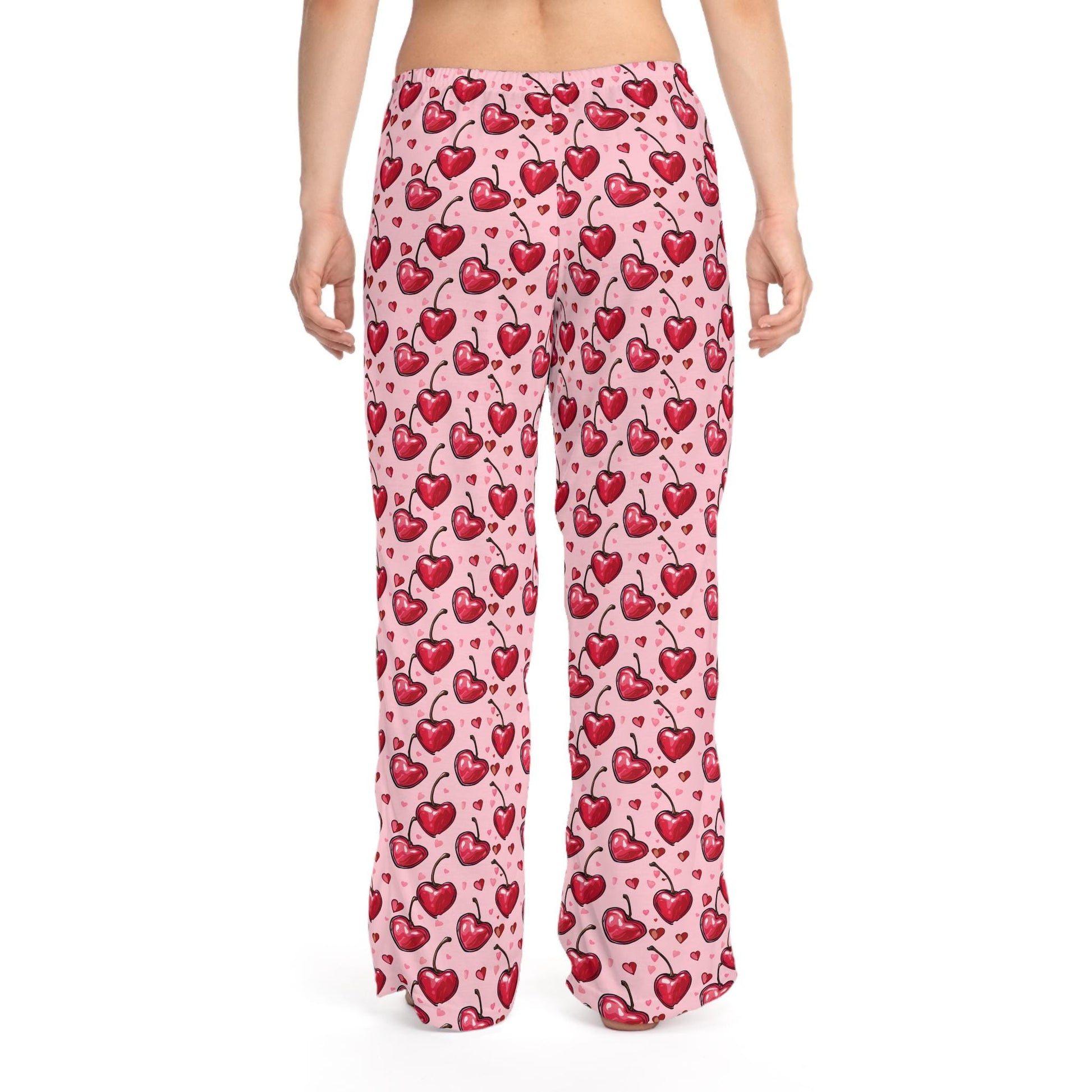 Cherry Heart Women's Pajama Pants, Comfy Lounge Wear for Everyday or Gifting on Valentine's Day, Birthdays, Anniversaries, Cute Sleepwear