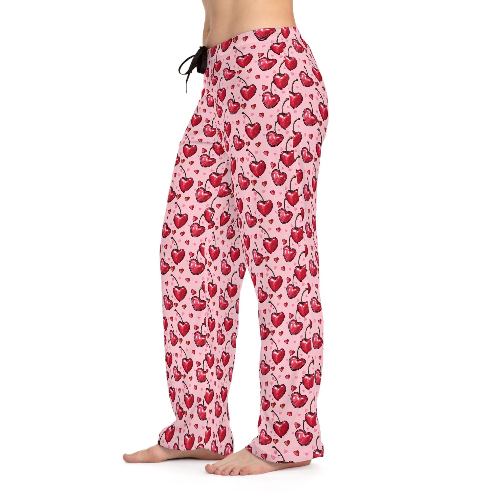 Cherry Heart Women's Pajama Pants, Comfy Lounge Wear for Everyday or Gifting on Valentine's Day, Birthdays, Anniversaries, Cute Sleepwear