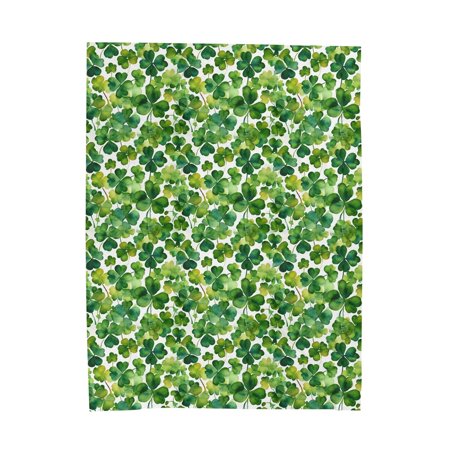Velveteen Shamrock Plush Blanket, Watercolor Shamrocks Pattern, Cozy Throw Blanket, St Patrick's Day Decor, Two Sizes