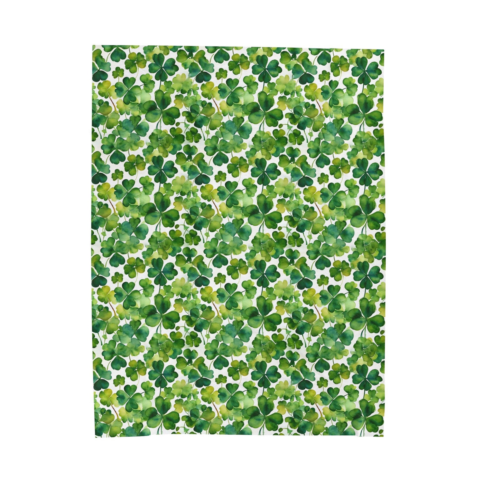 Velveteen Shamrock Plush Blanket, Watercolor Shamrocks Pattern, Cozy Throw Blanket, St Patrick's Day Decor, Two Sizes