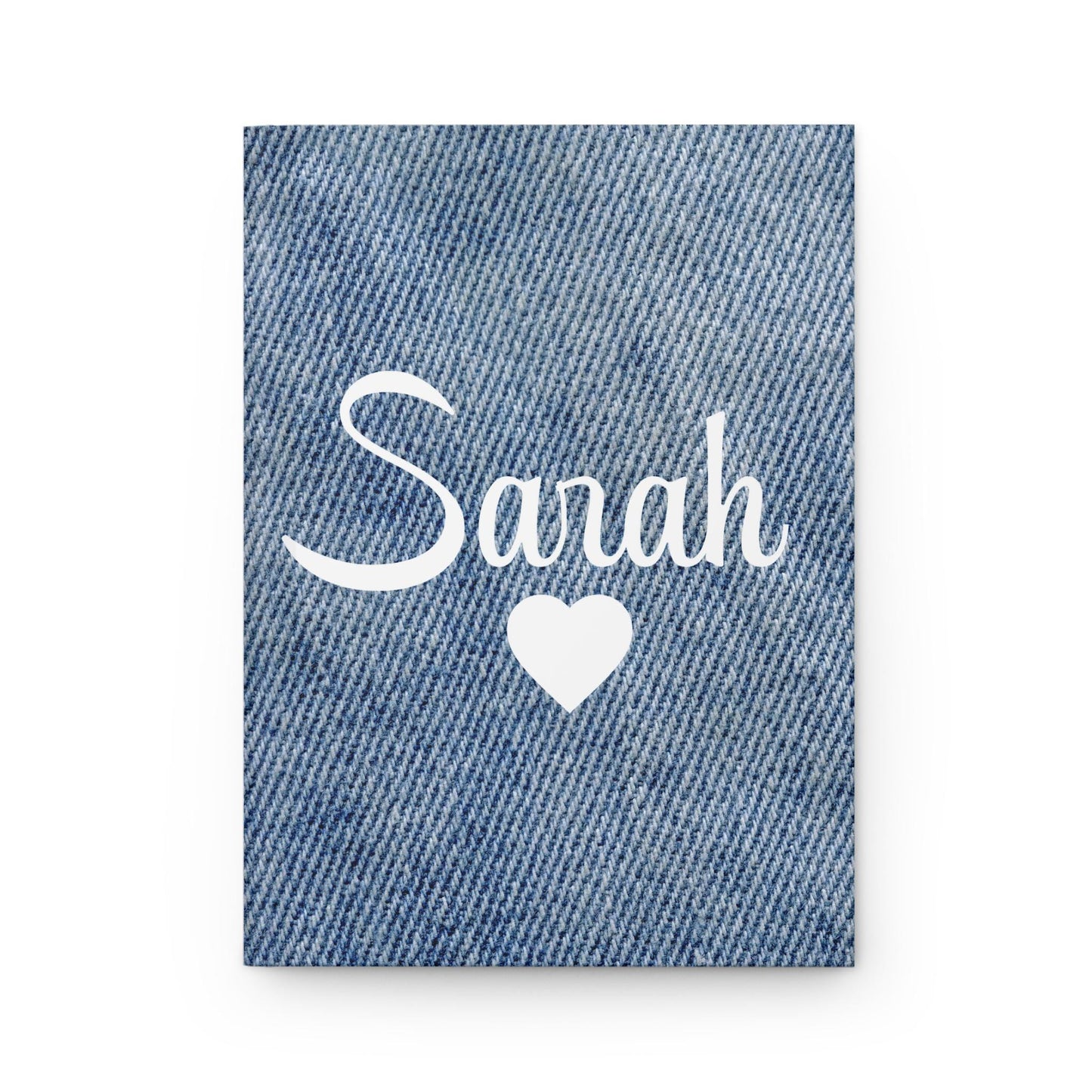 Denim Print Hardcover Journal, Personalized Name Matte Notebook, Gift for Writer, Scrapbook, Custom Diary