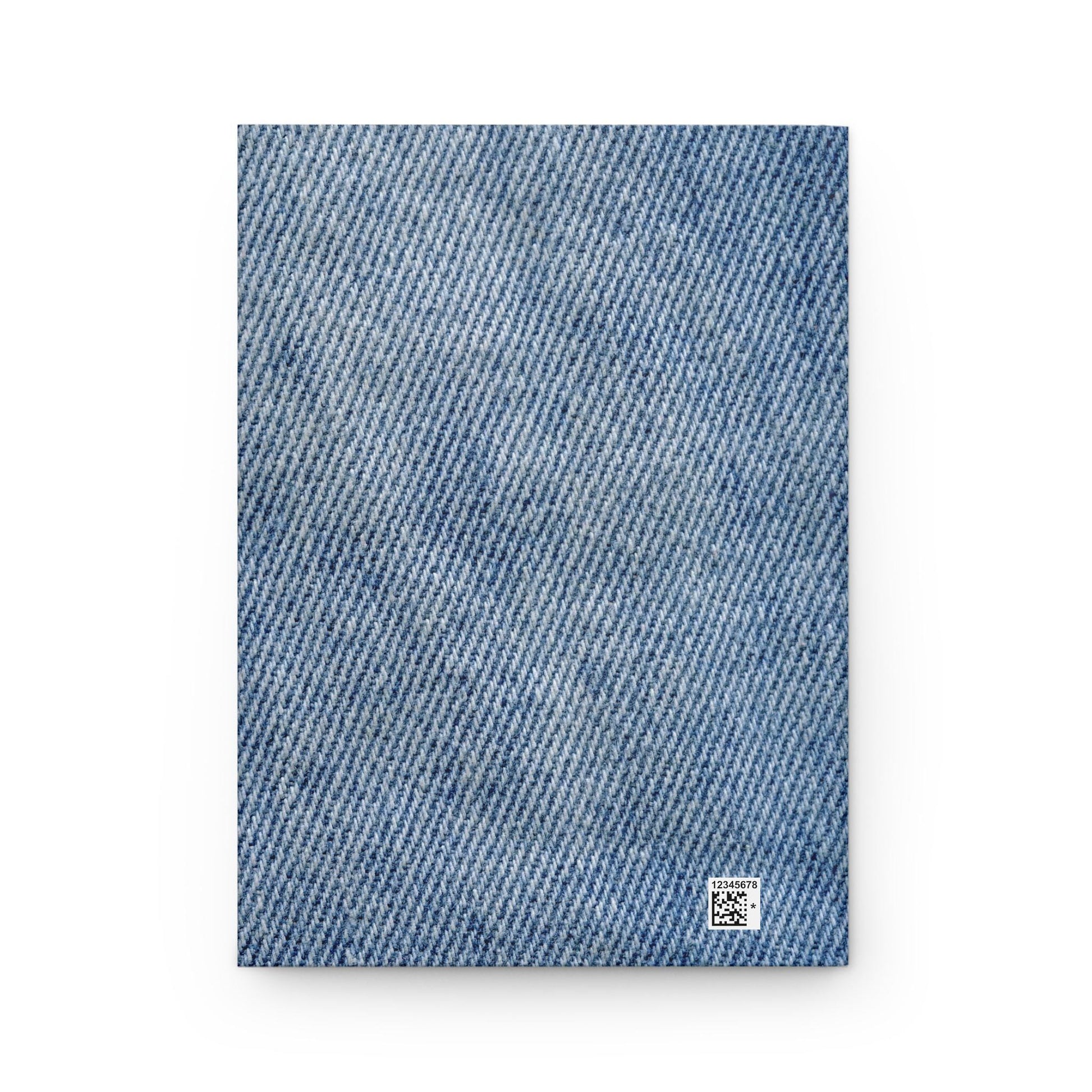 Denim Print Hardcover Journal, Personalized Name Matte Notebook, Gift for Writer, Scrapbook, Custom Diary