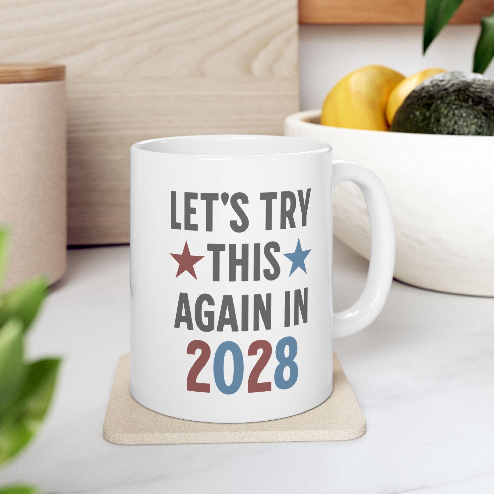 Political Mug, Election 2024, Democrat Republican Gift, Voting Coffee Cup, Blue Red Charcoal, Political Activist Tea Mug