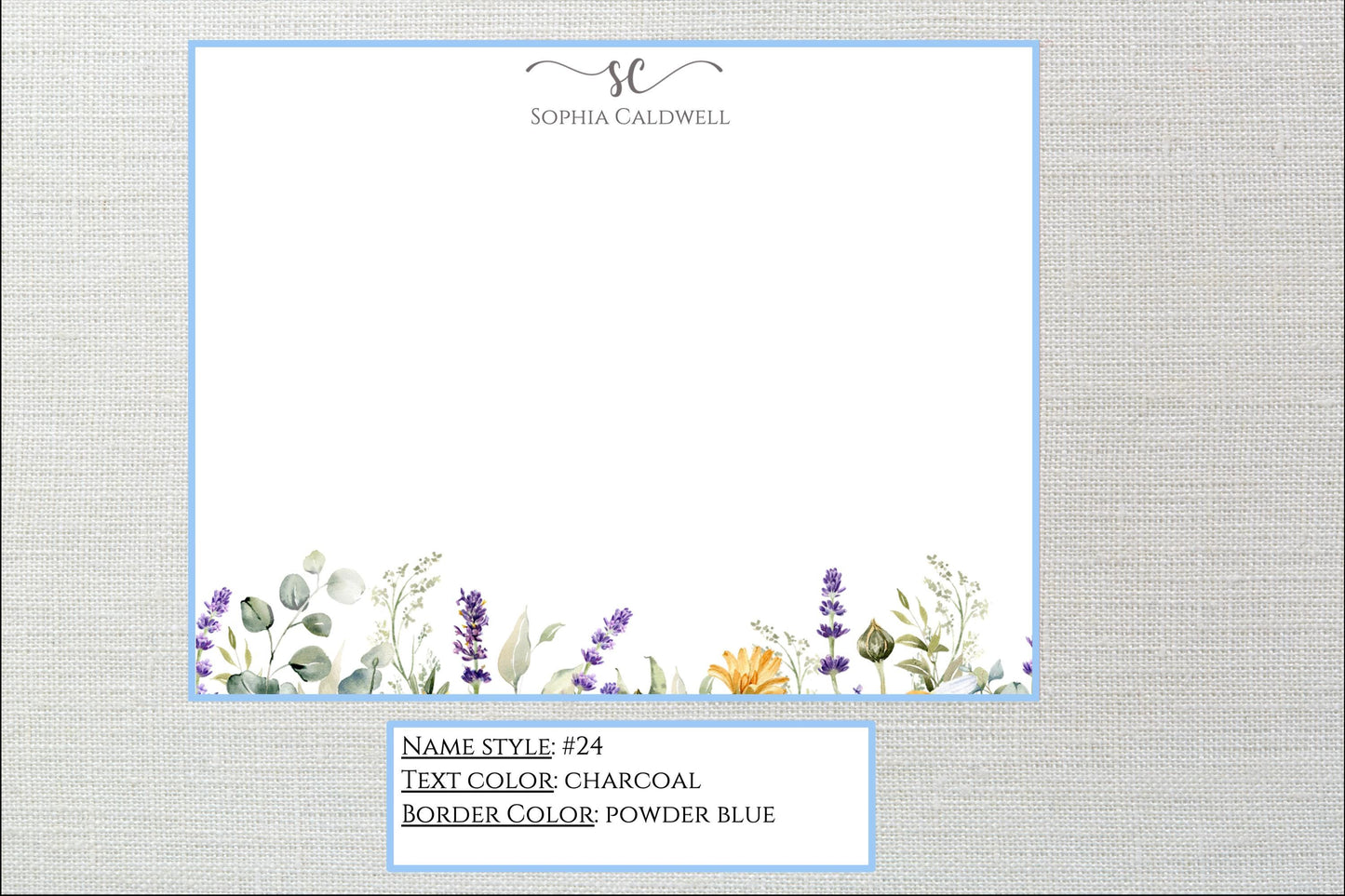Personalized Stationery Wildflowers, Set of custom note cards with envelopes, Custom Stationery, Professional Stationery, Personalized Gift