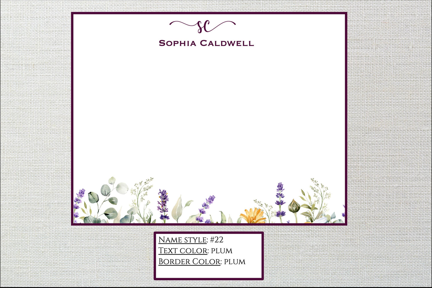 Personalized Stationery Wildflowers, Set of custom note cards with envelopes, Custom Stationery, Professional Stationery, Personalized Gift