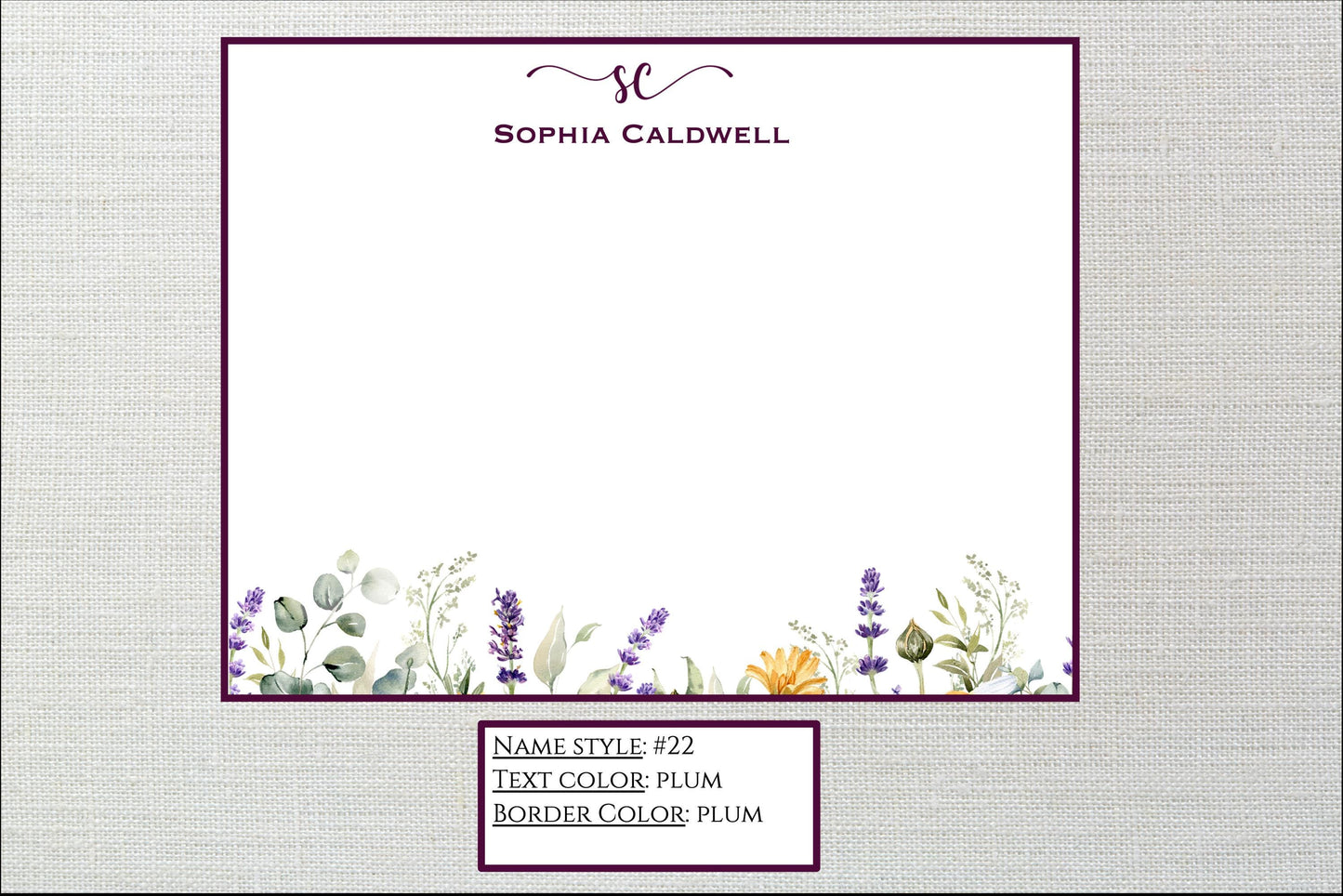 Personalized Stationery Yellow Wildflower - Set of note cards & envelopes