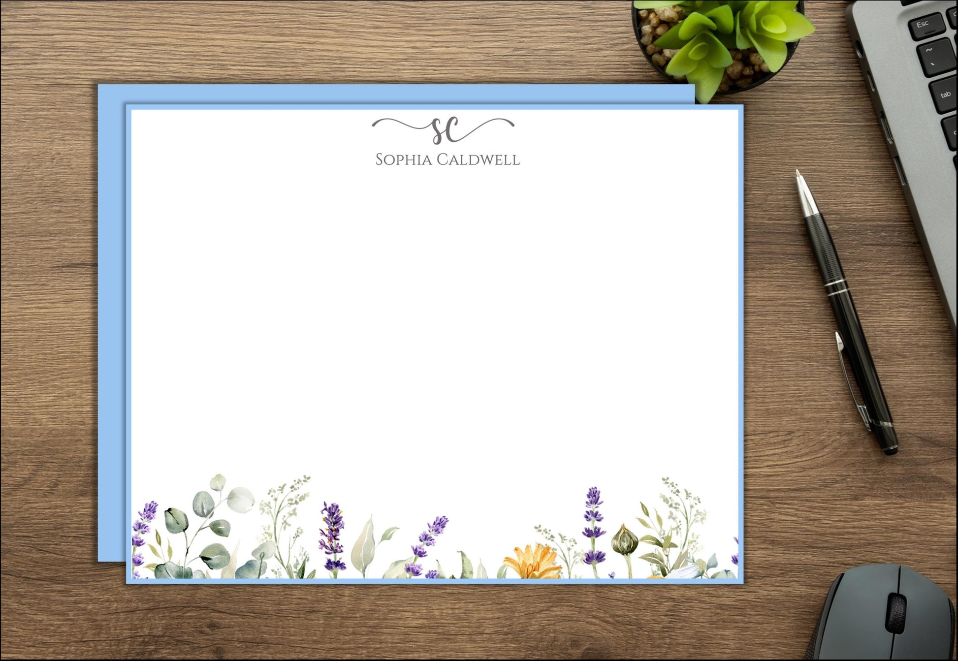 Personalized Stationery Wildflowers, Set of custom note cards with envelopes, Custom Stationery, Professional Stationery, Personalized Gift