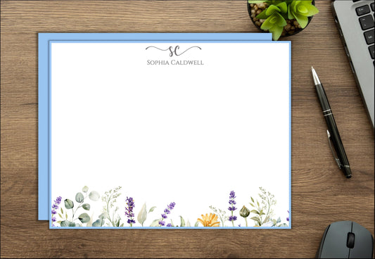 Personalized Stationery Wildflowers, Set of custom note cards with envelopes, Custom Stationery, Professional Stationery, Personalized Gift