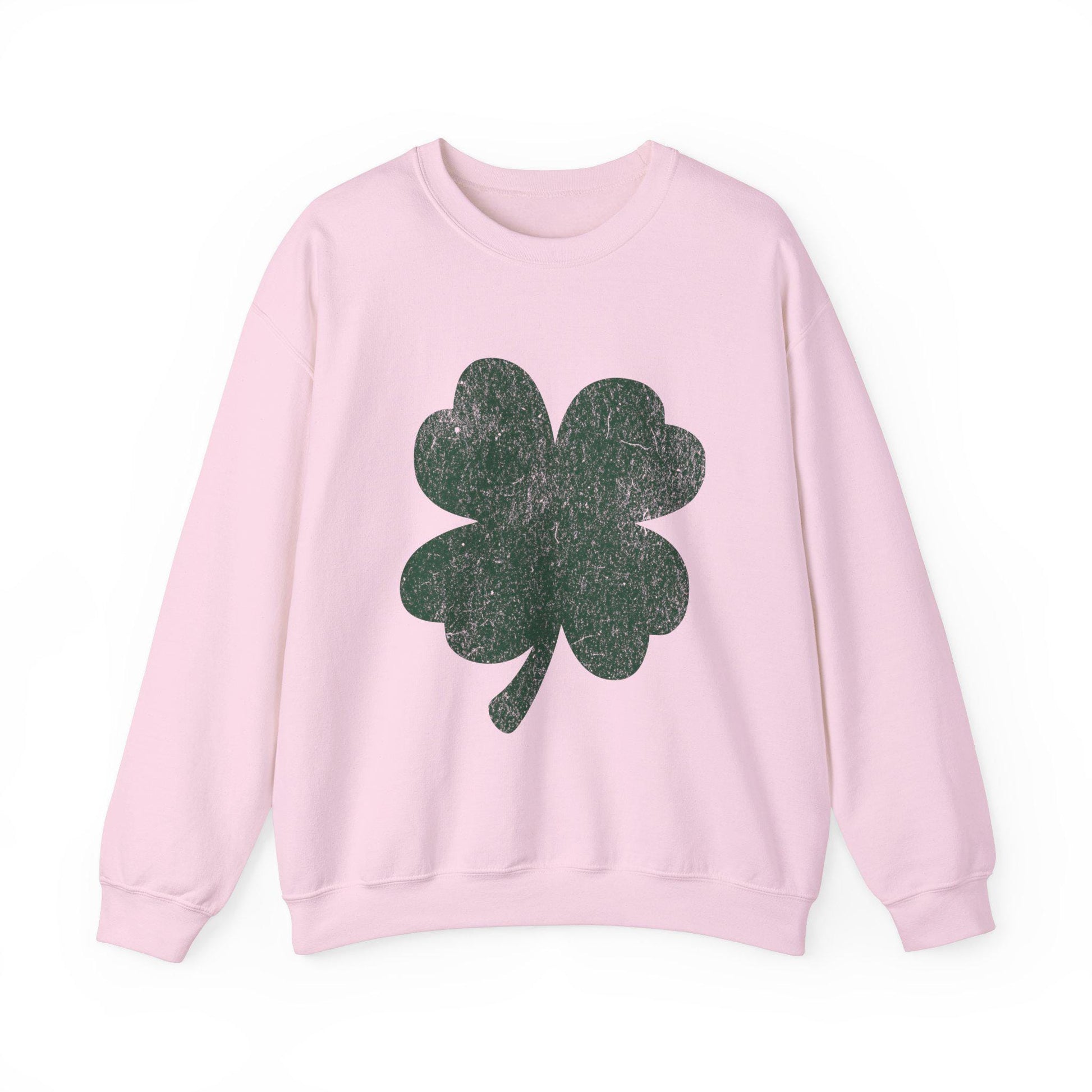 St Patrick's Day Shamrock Distressed Sweatshirt, Unisex Crewneck Jumper, Cozy Top for Irish Celebrations, Trendy Year-Round Casual Wear,