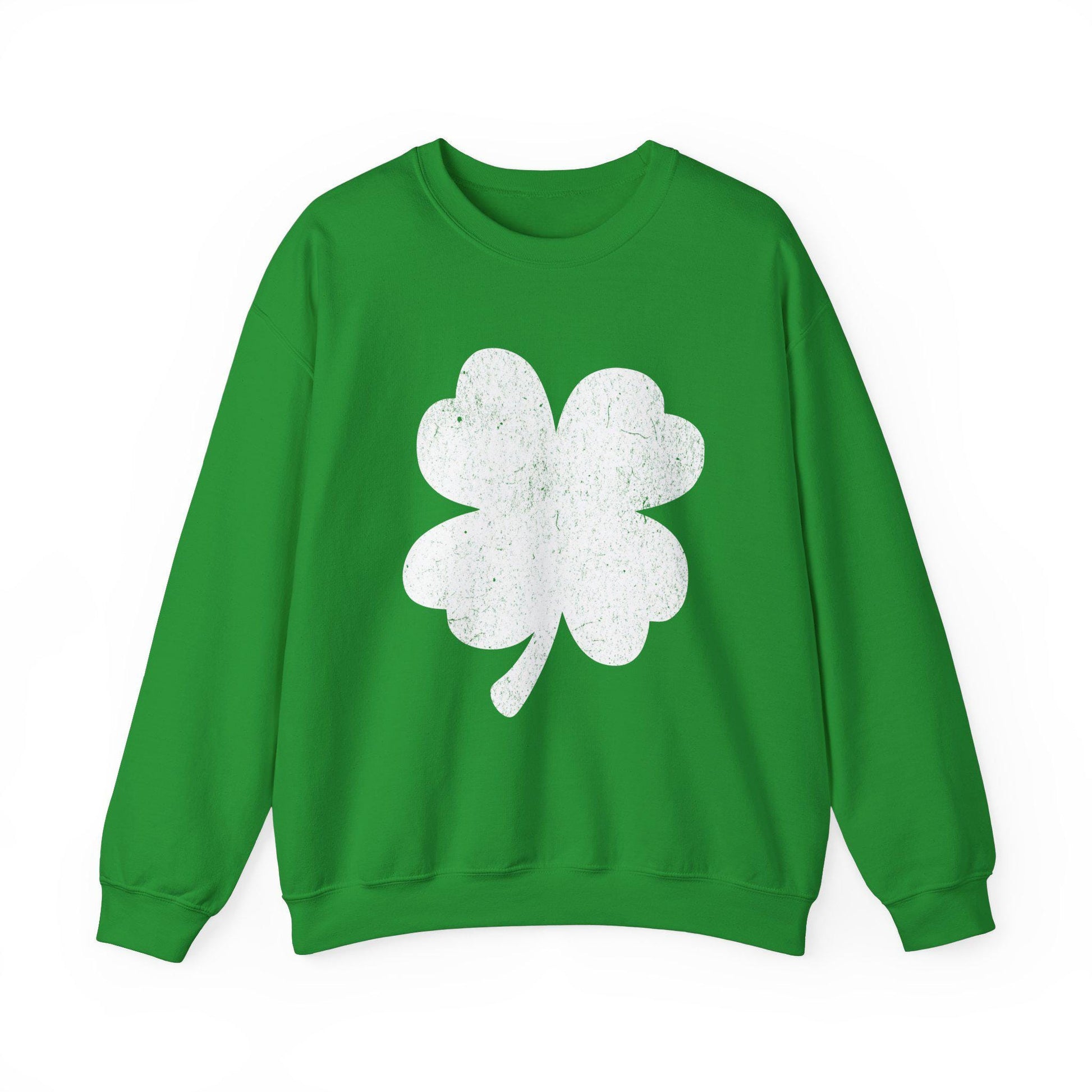St Patrick's Day Shamrock Distressed Sweatshirt, Unisex Crewneck Jumper, Cozy Top for Irish Celebrations, Trendy Year-Round Casual Wear,