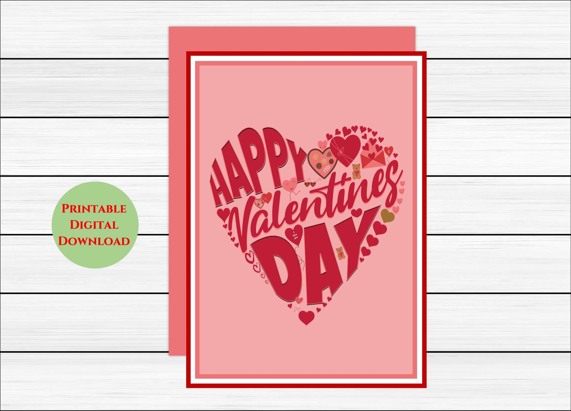 Valentine's Day Printable Card, Printable Valentine's Day Card, Digital Valentine's Day Card, Print at home card