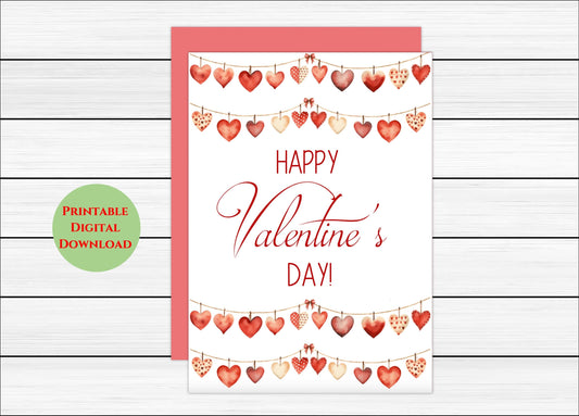 Valentine's Day Printable Card, Printable Valentine's Day Card, Digital Valentine's Day Card, Print at home card