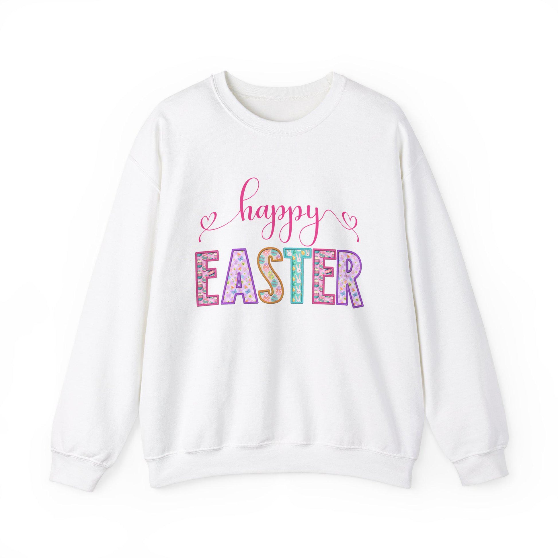 Happy Easter Sweatshirt, Happy Easter Unisex Crewneck Sweatshirt, Easter Sweater, Sweatshirt for Easter, Embroidered Easter Sweatshirt