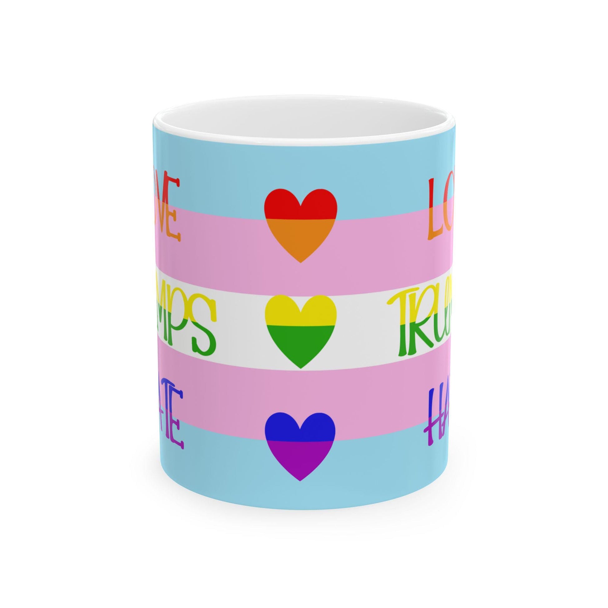 Transgender Rights Mug, Anti-hate Mug, Love Trumps Hate, LGBTQ Support, Pride Support Drinkware, Trevor Project, Transgender Law Center