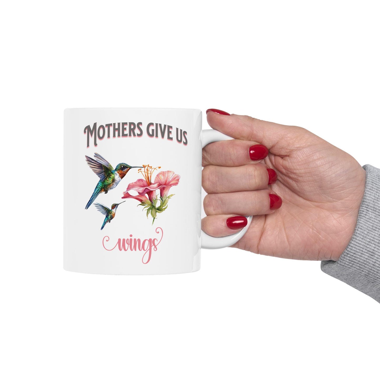 Hummingbird Mother's Day Ceramic Mug, Gift for Mom, Christmas Present, Birthday Gift, Motherhood Tribute Mug