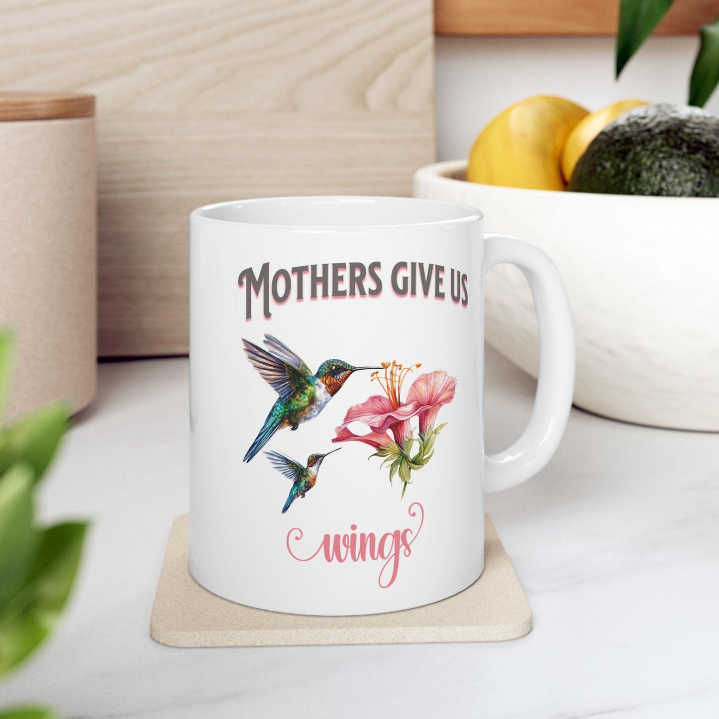 Hummingbird Mother's Day Ceramic Mug, Gift for Mom, Christmas Present, Birthday Gift, Motherhood Tribute Mug