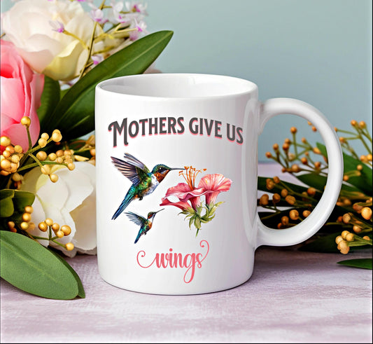 Hummingbird Mother's Day Ceramic Mug, Gift for Mom, Christmas Present, Birthday Gift, Motherhood Tribute Mug