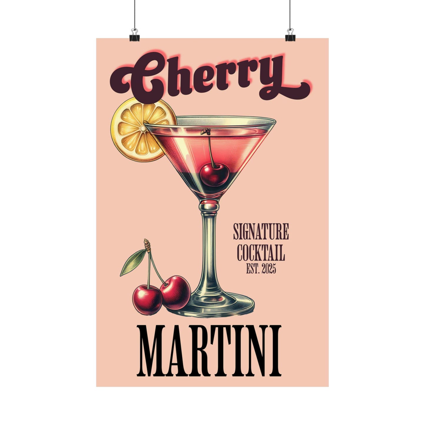 Cherry Martini Vintage Poster, Cocktail Wall Art, Bar Decor, Gift for Bartenders, Home Bar Decor, Party Decoration, Housewarming Gift