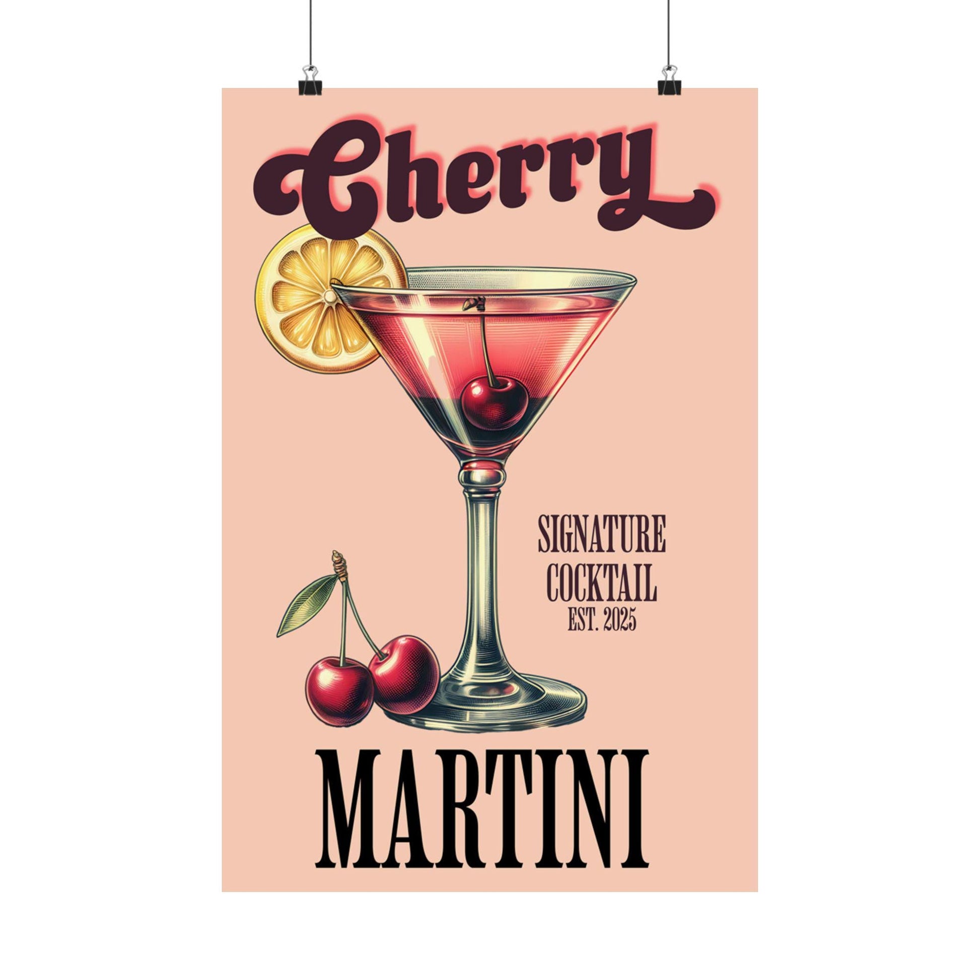Cherry Martini Vintage Poster, Cocktail Wall Art, Bar Decor, Gift for Bartenders, Home Bar Decor, Party Decoration, Housewarming Gift