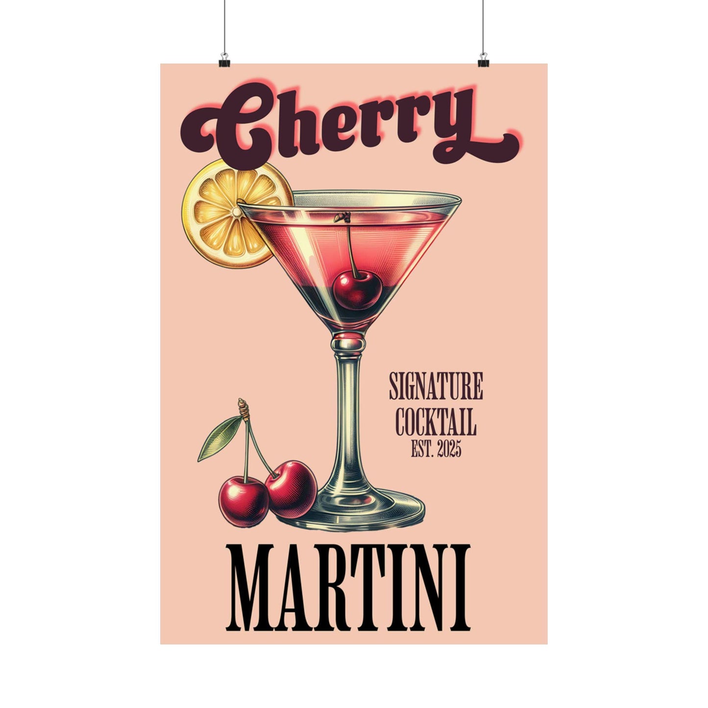 Cherry Martini Vintage Poster, Cocktail Wall Art, Bar Decor, Gift for Bartenders, Home Bar Decor, Party Decoration, Housewarming Gift