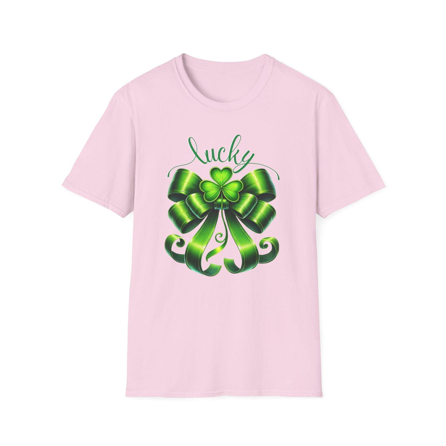 Lucky Shamrock Bow St. Patrick's Day T-Shirt, Saint Paddy's Top, Irish Luck Tee, Coquette Irish Tee, Whimsical Lucky Shirt