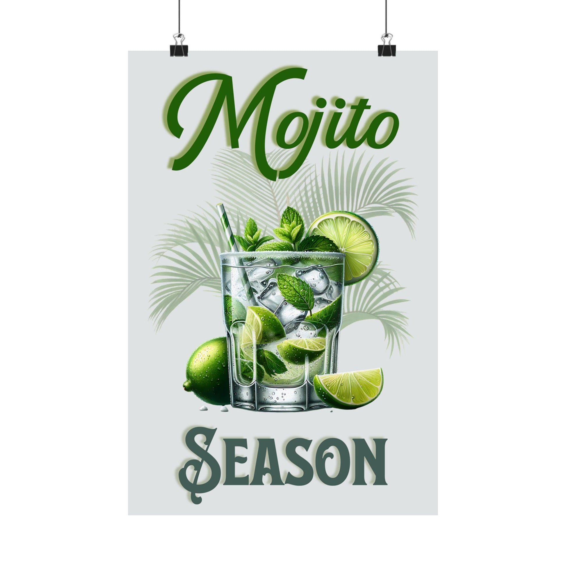 Vintage Mojito Season Matte Vertical Poster, Home Bar Decor, Housewarming Gift, Retro Kitchen Art, Cocktail Wall Art, Beverage Print