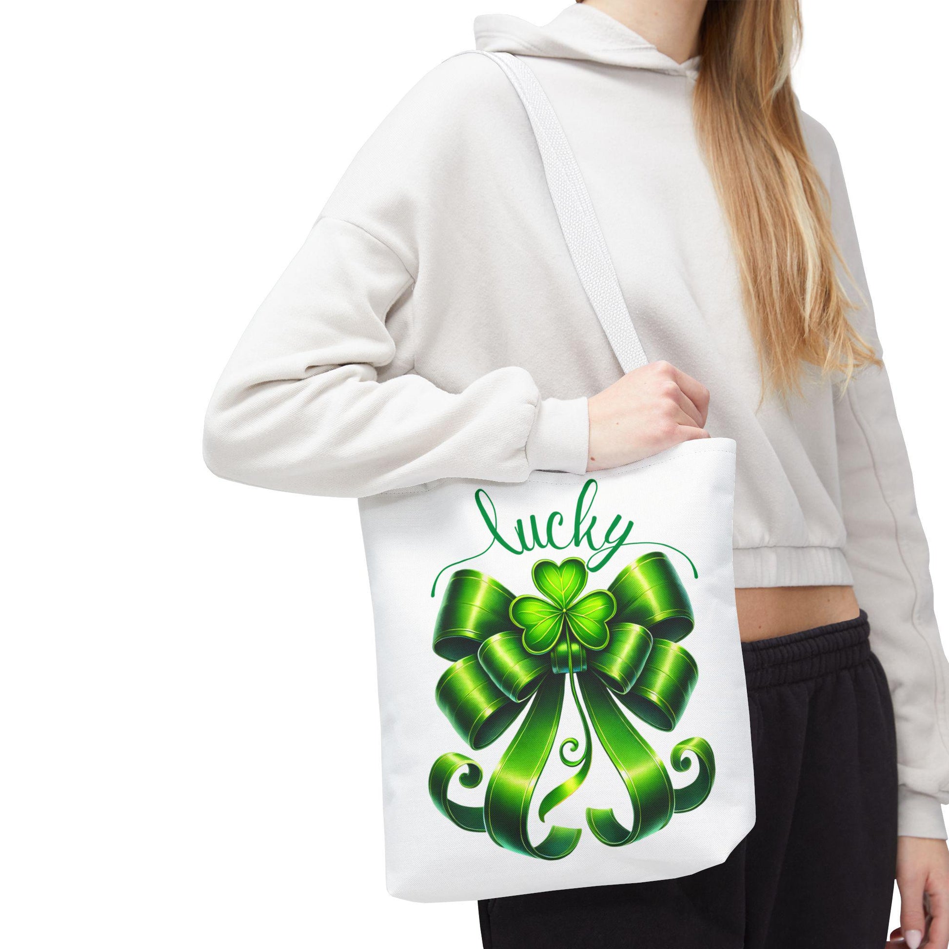 Tote Bag with Shamrock Bow, Lucky Irish Heritage Gift, St Patrick's Day Tote, Green Tote Bag, Ornate Bow Tote, Shamrock Tote Bag