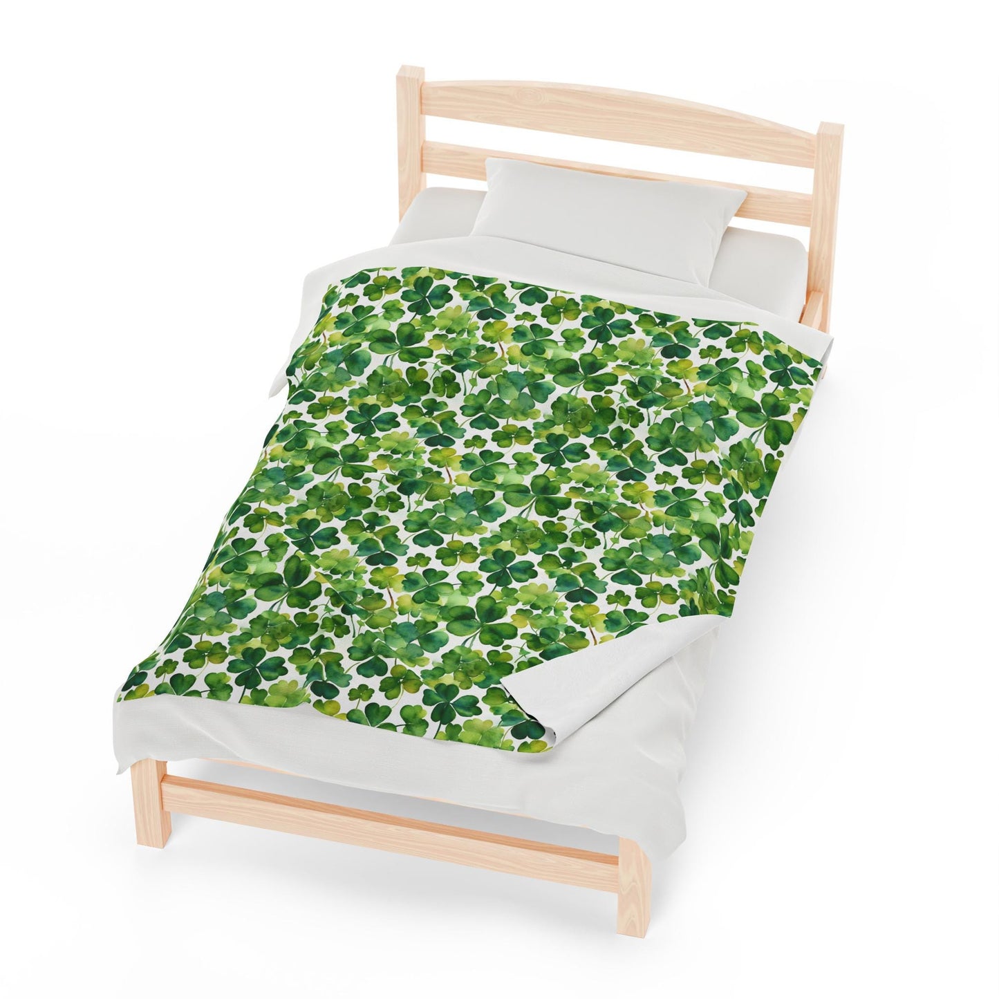 Velveteen Shamrock Plush Blanket, Watercolor Shamrocks Pattern, Cozy Throw Blanket, St Patrick's Day Decor, Two Sizes