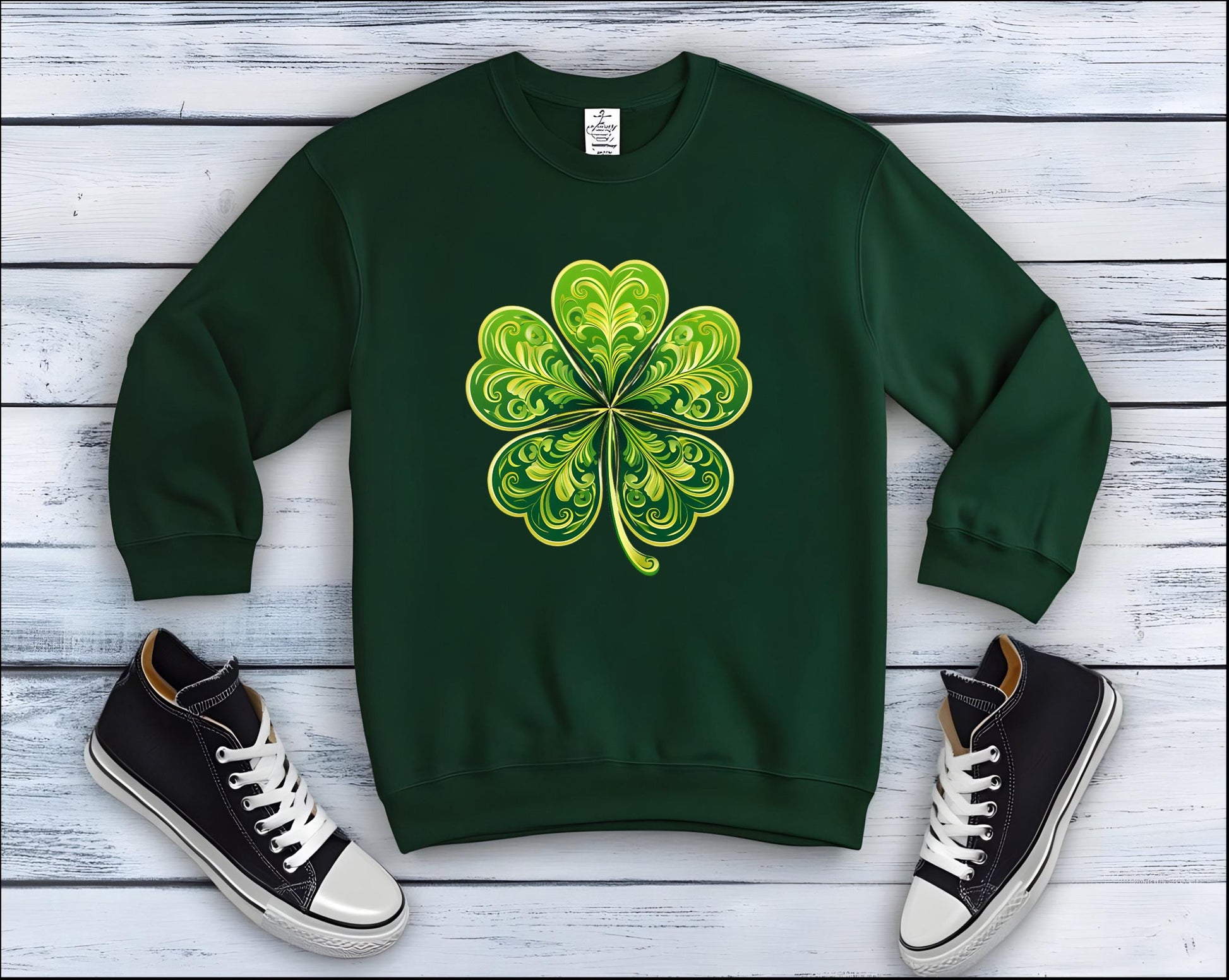 Saint Patrick's Day Shamrock Sweatshirt, Unisex Crewneck Jumper, Irish Gift, St. Paddy's Day, Green Pullover, Lucky Charm, Celtic Apparel