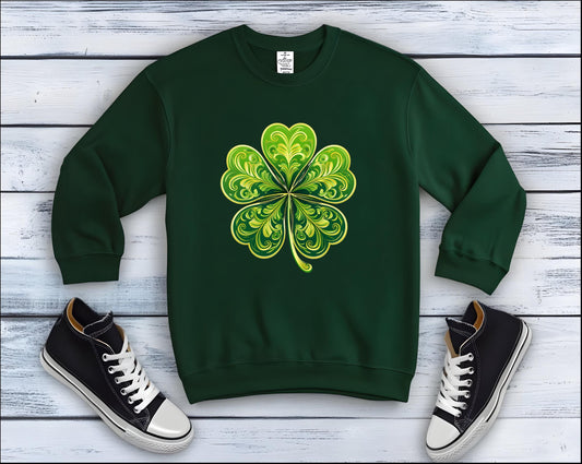 Saint Patrick's Day Shamrock Sweatshirt, Unisex Crewneck Jumper, Irish Gift, St. Paddy's Day, Green Pullover, Lucky Charm, Celtic Apparel