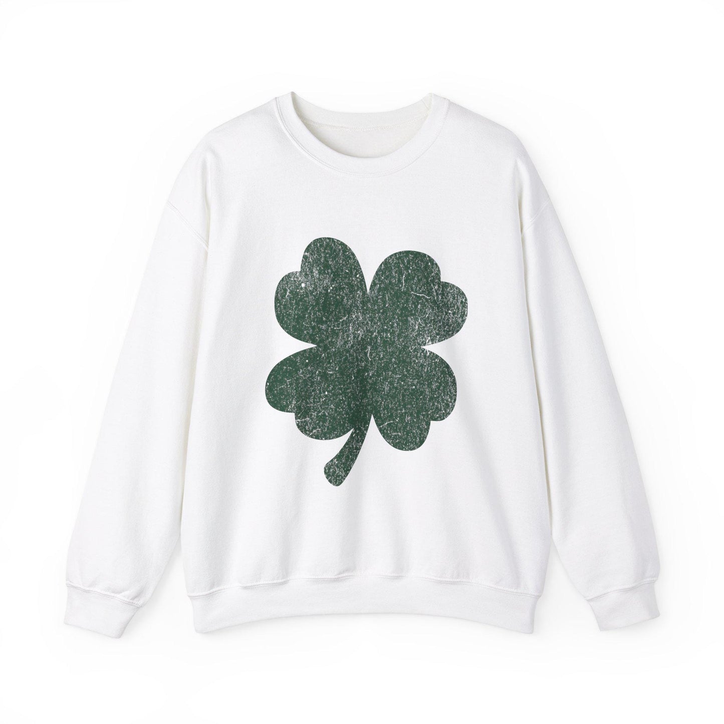 St Patrick's Day Shamrock Distressed Sweatshirt, Unisex Crewneck Jumper, Cozy Top for Irish Celebrations, Trendy Year-Round Casual Wear,
