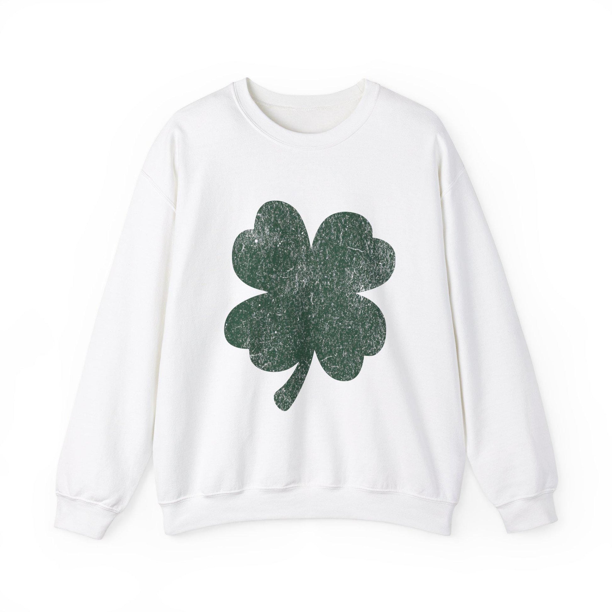 St Patrick's Day Shamrock Distressed Sweatshirt, Unisex Crewneck Jumper, Cozy Top for Irish Celebrations, Trendy Year-Round Casual Wear,