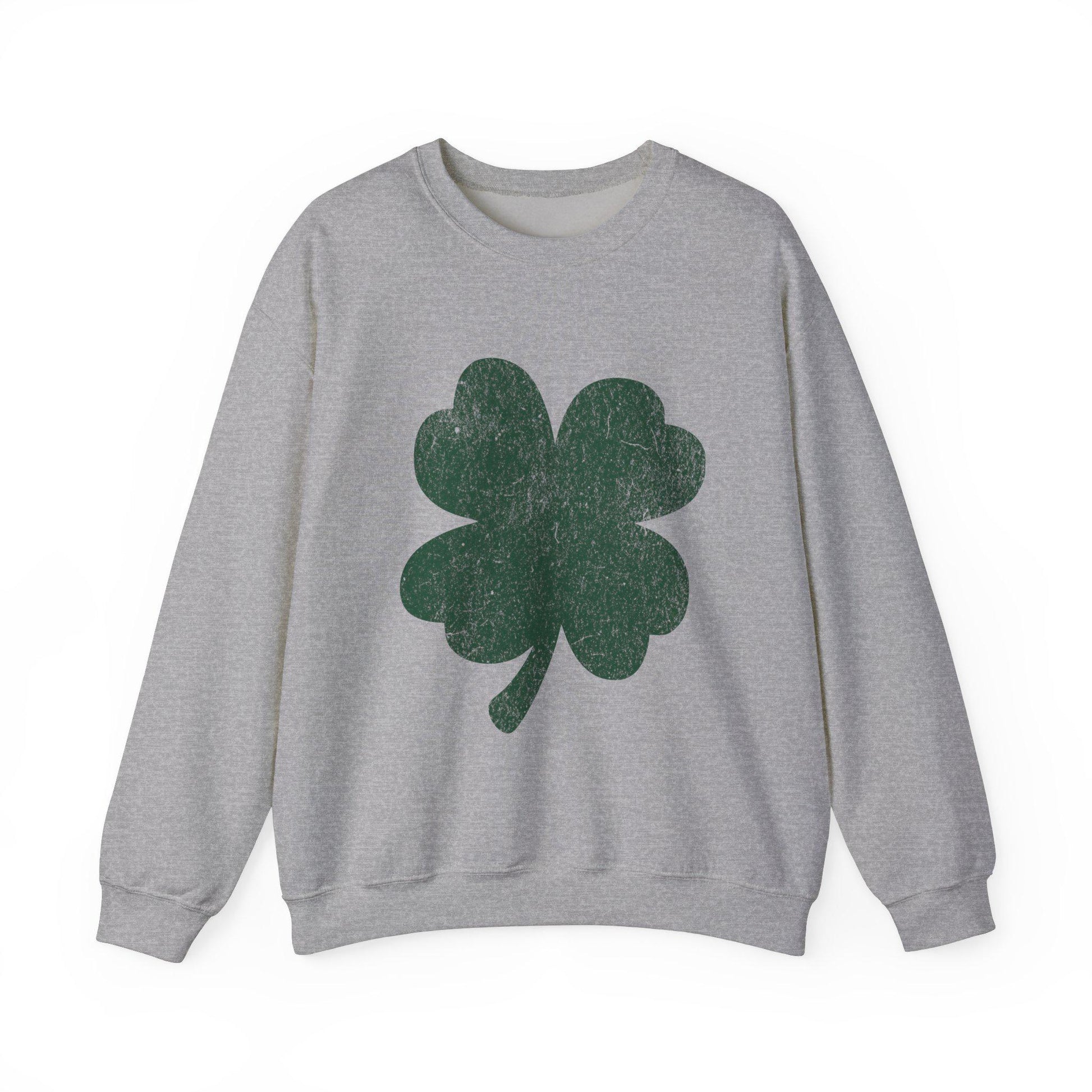 St Patrick's Day Shamrock Distressed Sweatshirt, Unisex Crewneck Jumper, Cozy Top for Irish Celebrations, Trendy Year-Round Casual Wear,