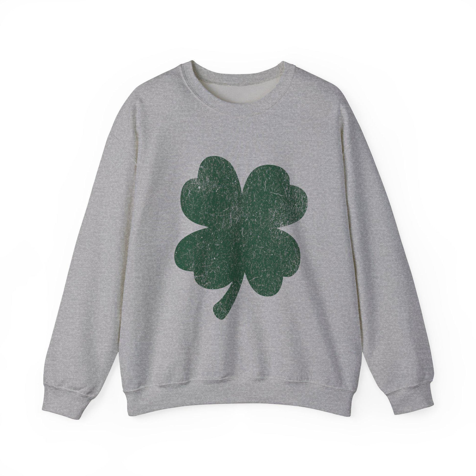 St Patrick's Day Shamrock Distressed Sweatshirt, Unisex Crewneck Jumper, Cozy Top for Irish Celebrations, Trendy Year-Round Casual Wear,