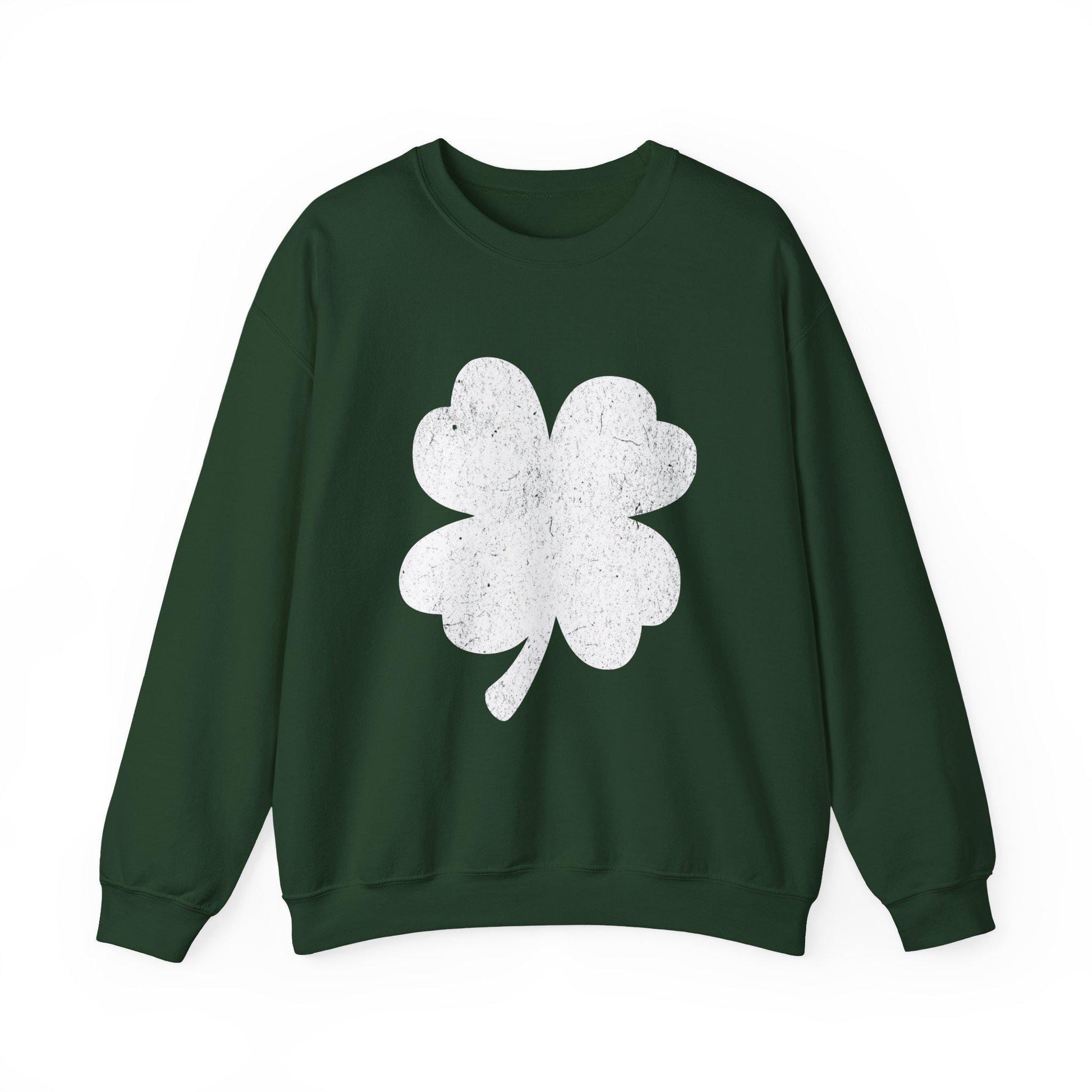 St Patrick's Day Shamrock Distressed Sweatshirt, Unisex Crewneck Jumper, Cozy Top for Irish Celebrations, Trendy Year-Round Casual Wear,