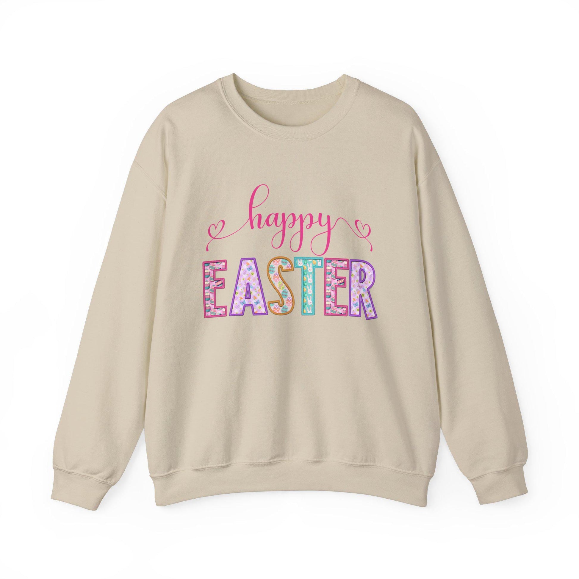 Happy Easter Sweatshirt, Happy Easter Unisex Crewneck Sweatshirt, Easter Sweater, Sweatshirt for Easter, Embroidered Easter Sweatshirt