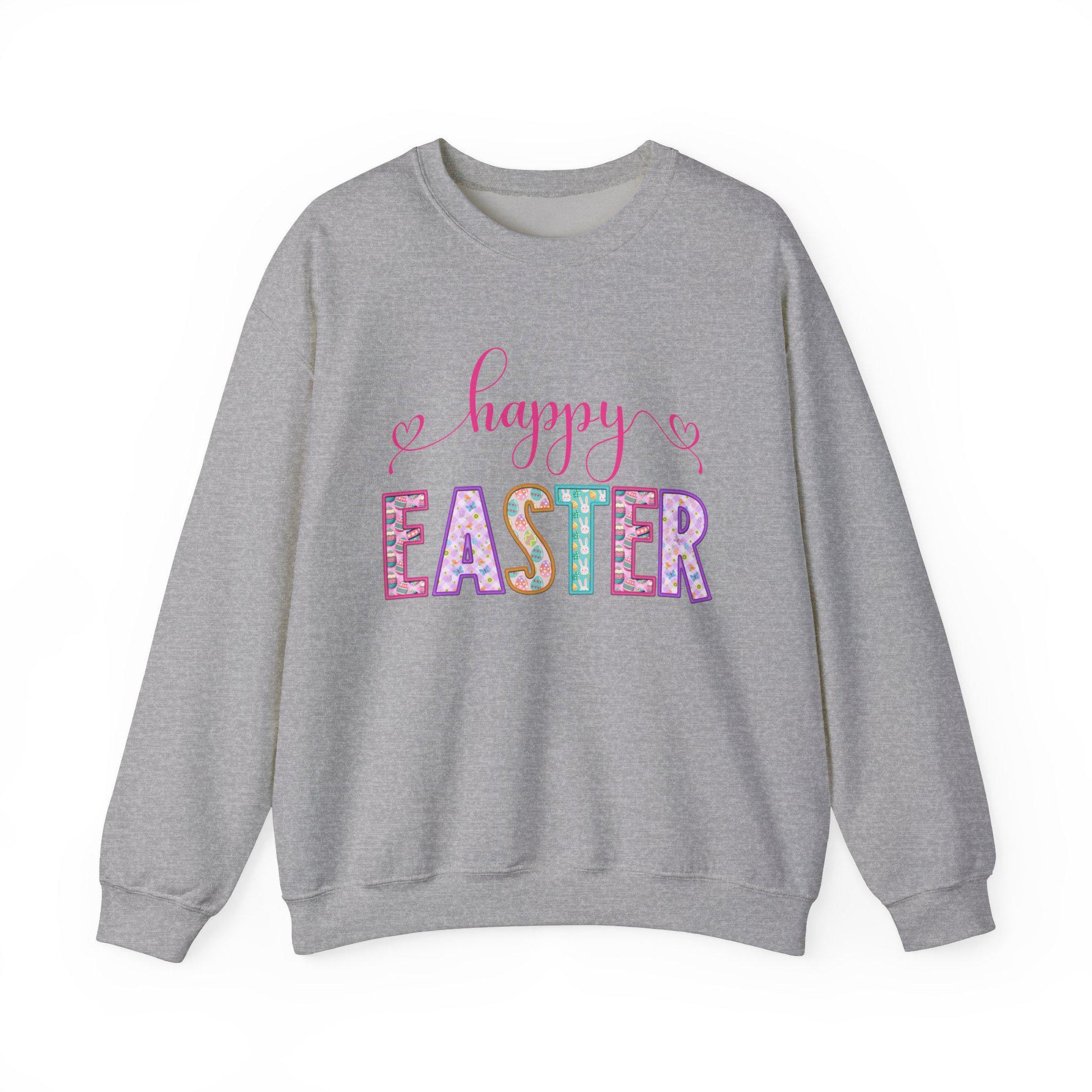 Happy Easter Sweatshirt, Happy Easter Unisex Crewneck Sweatshirt, Easter Sweater, Sweatshirt for Easter, Embroidered Easter Sweatshirt