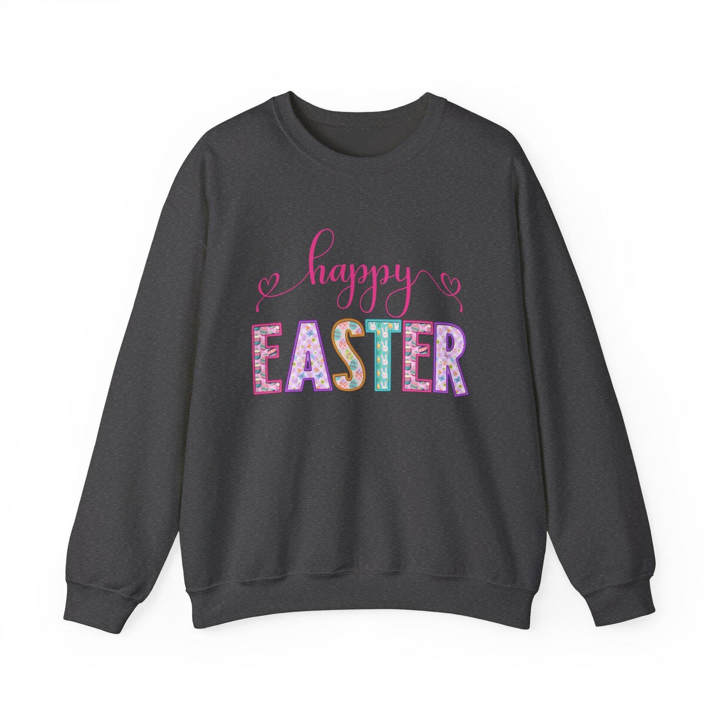 Happy Easter Sweatshirt, Happy Easter Unisex Crewneck Sweatshirt, Easter Sweater, Sweatshirt for Easter, Embroidered Easter Sweatshirt