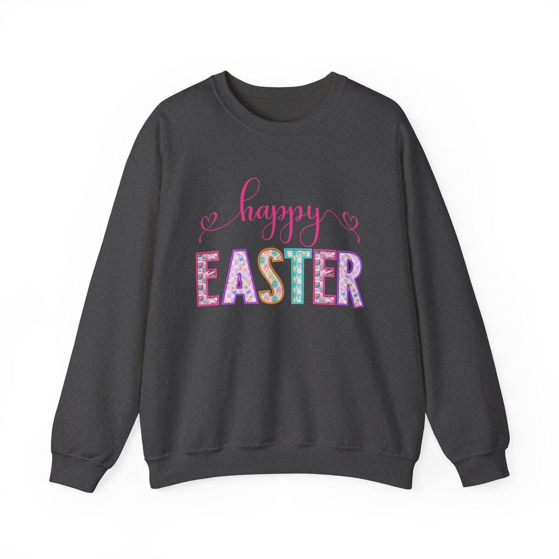 Happy Easter Sweatshirt, Happy Easter Unisex Crewneck Sweatshirt, Easter Sweater, Sweatshirt for Easter, Embroidered Easter Sweatshirt