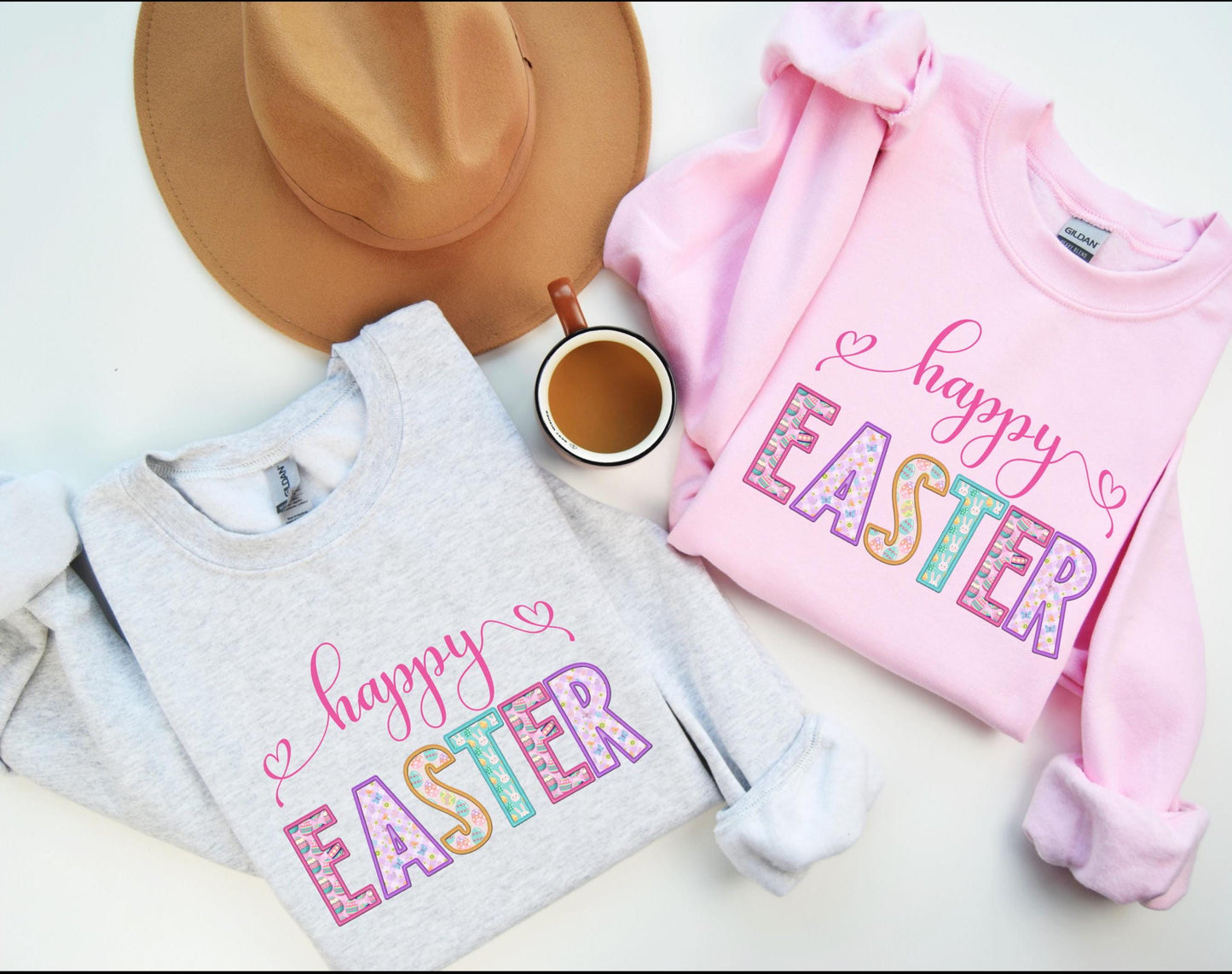 Happy Easter Sweatshirt, Happy Easter Unisex Crewneck Sweatshirt, Easter Sweater, Sweatshirt for Easter, Embroidered Easter Sweatshirt