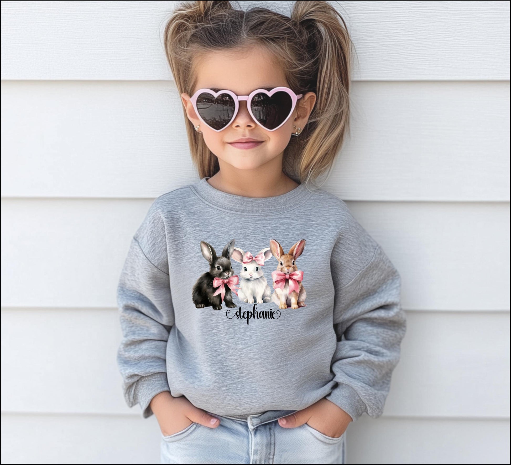 Personalized kids Easter Sweatshirt, Easter Bunny Kids Hoodie, Child's Name Bunny Hooded Sweatshirt, Easter Bunny Kids Jumper, Easter Kid's