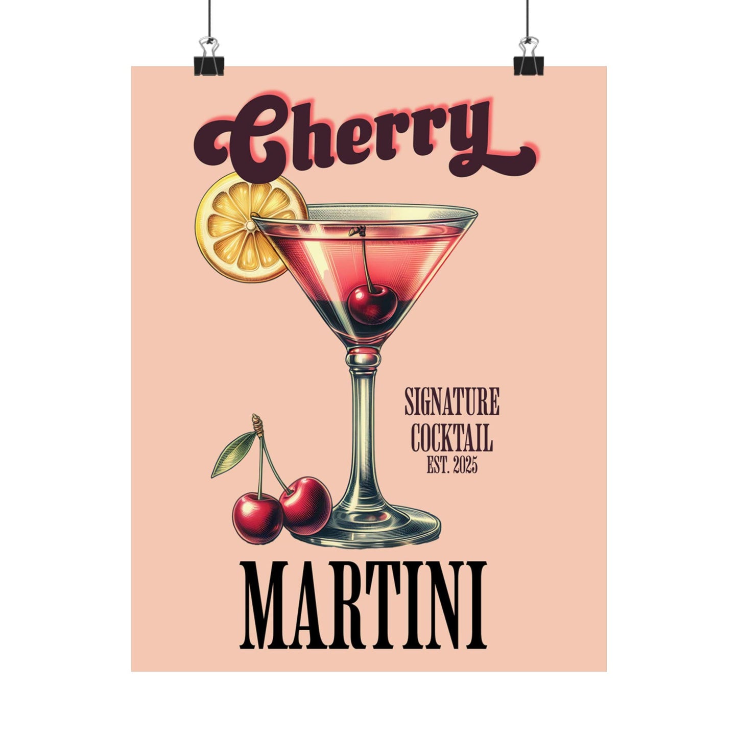 Cherry Martini Vintage Poster, Cocktail Wall Art, Bar Decor, Gift for Bartenders, Home Bar Decor, Party Decoration, Housewarming Gift