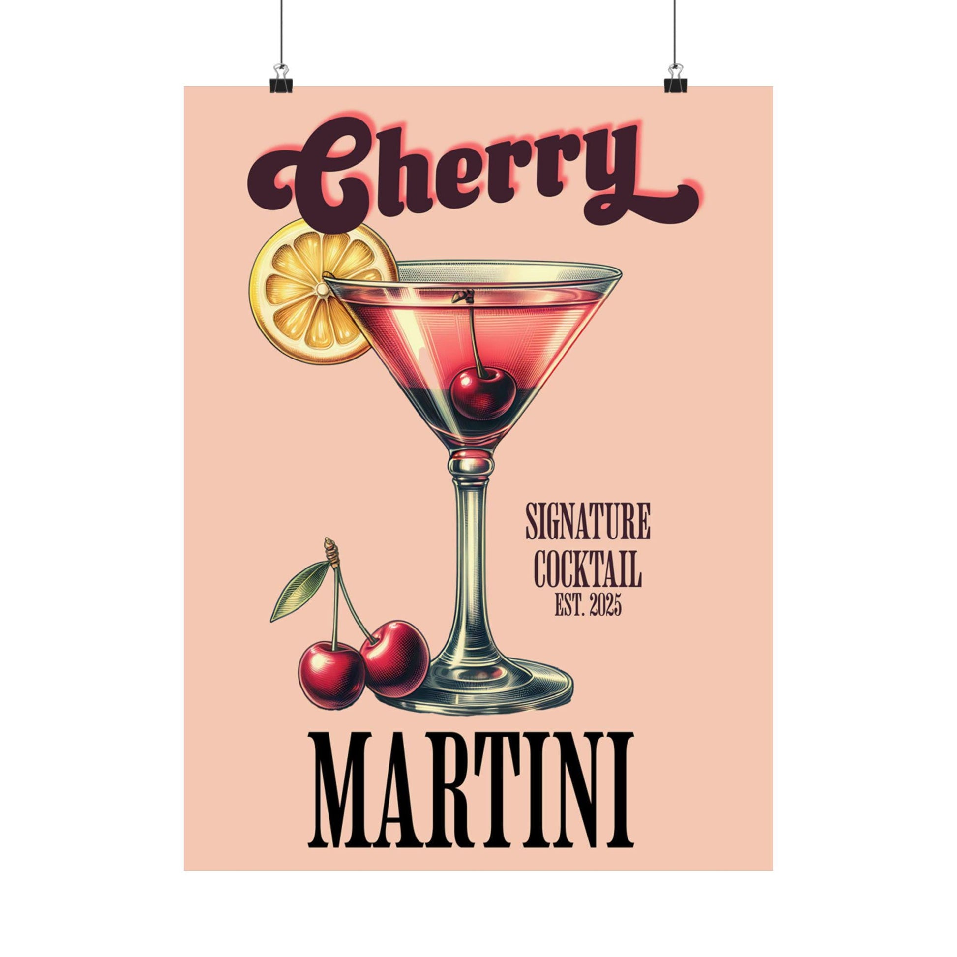 Cherry Martini Vintage Poster, Cocktail Wall Art, Bar Decor, Gift for Bartenders, Home Bar Decor, Party Decoration, Housewarming Gift