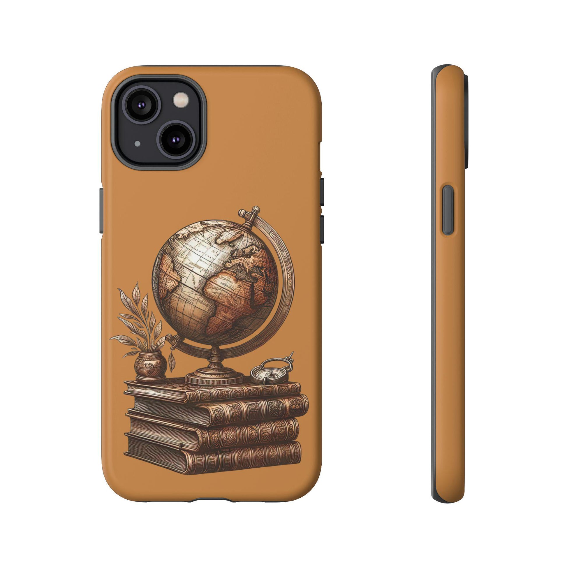 Globe & Books Phone Case, Vintage Style Tough Case, Perfect Gift for Students, Travel Lovers, Bookworms, Educational Decor