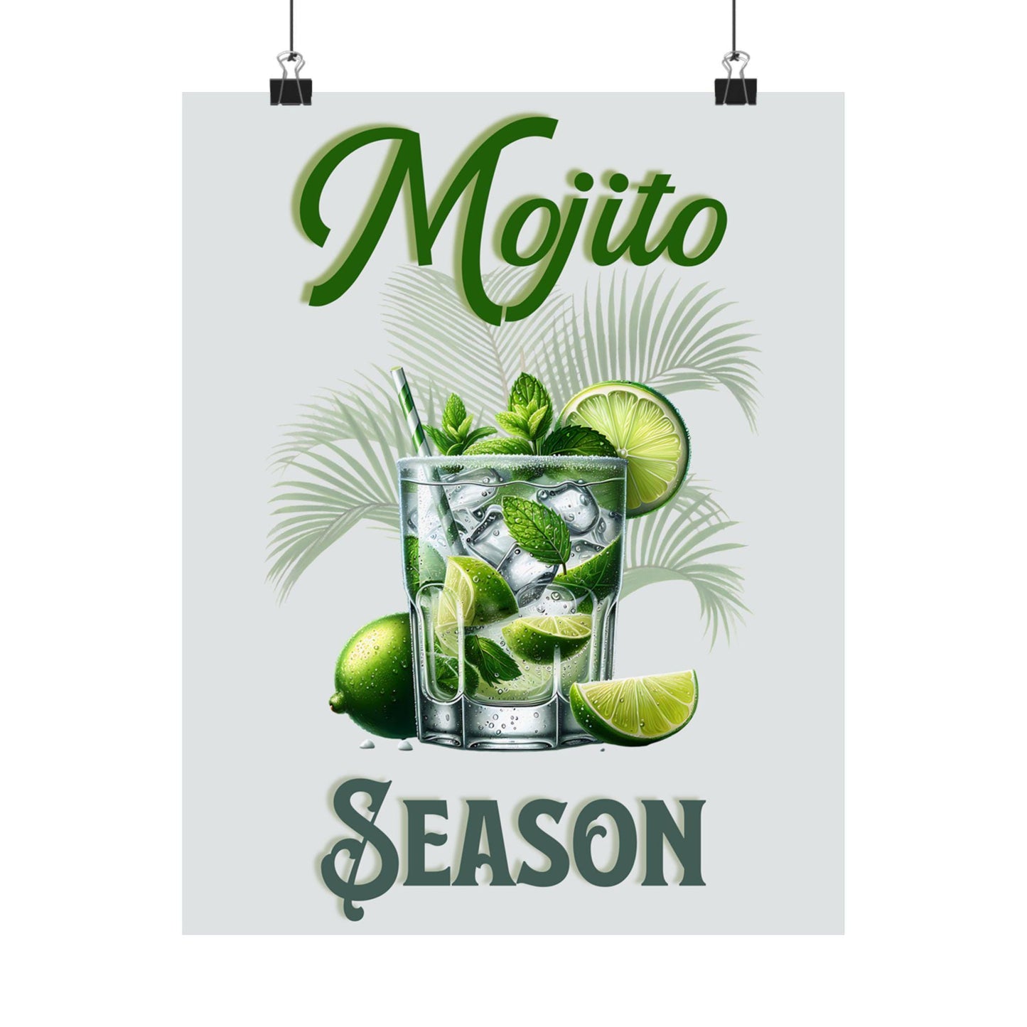 Vintage Mojito Season Matte Vertical Poster, Home Bar Decor, Housewarming Gift, Retro Kitchen Art, Cocktail Wall Art, Beverage Print