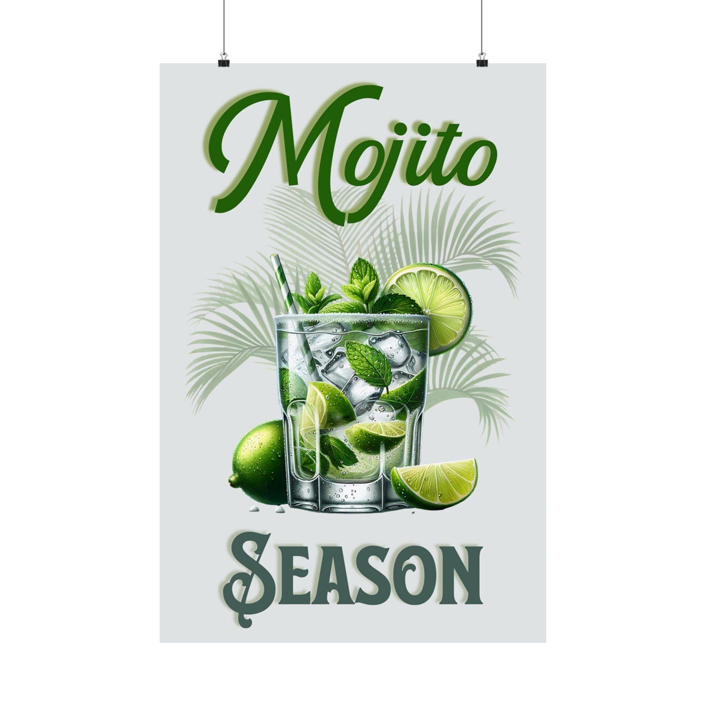 Vintage Mojito Season Matte Vertical Poster, Home Bar Decor, Housewarming Gift, Retro Kitchen Art, Cocktail Wall Art, Beverage Print